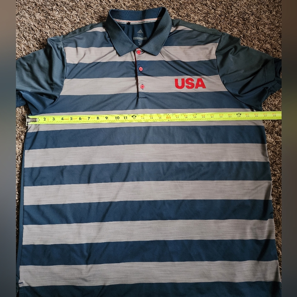 Adidas Ultimate 365 USA Golf Blue Striped 2018 Polo Shirt Men's XXL - Picture 4 of 8